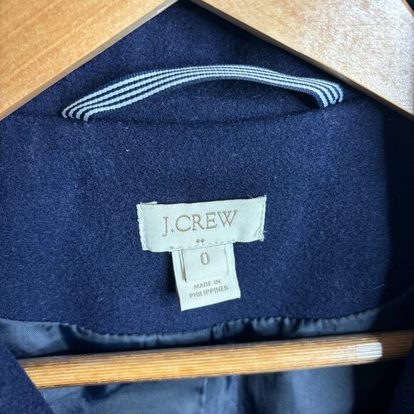 J. Crew Factory Classic Wool Pea Coat Navy Blue Size 0 - Picture 3 of 4
